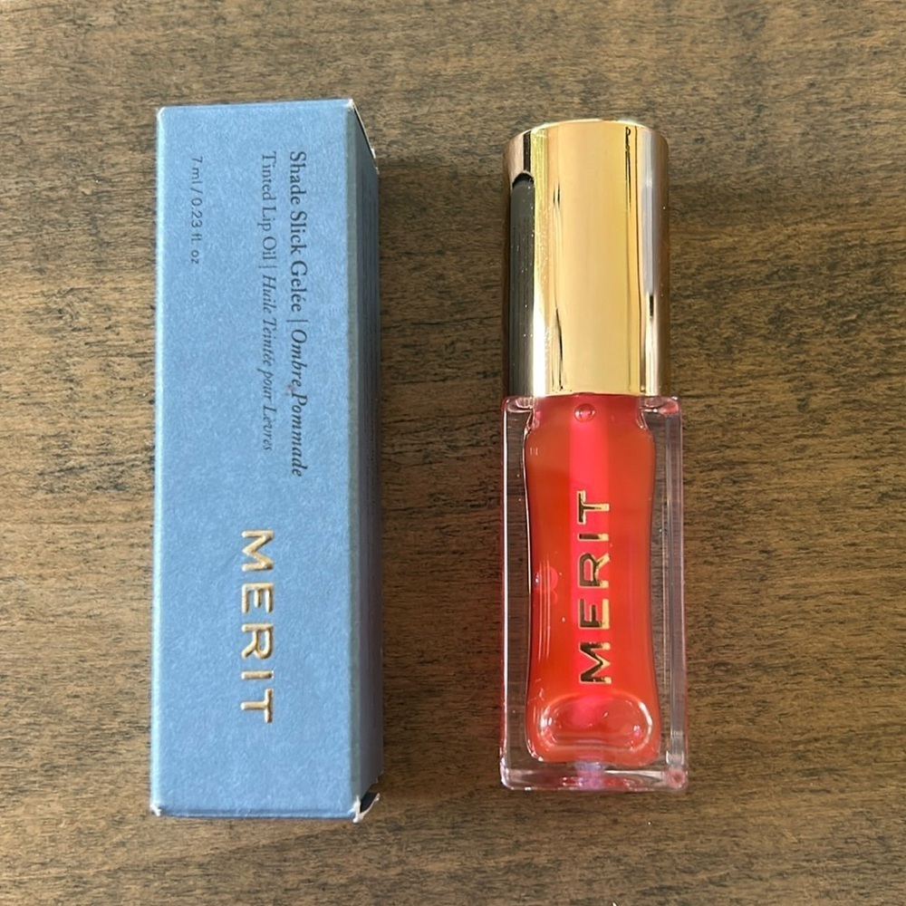 MERIT Shade Slick Hydrating Tinted Lip Oil Les Deux NIB